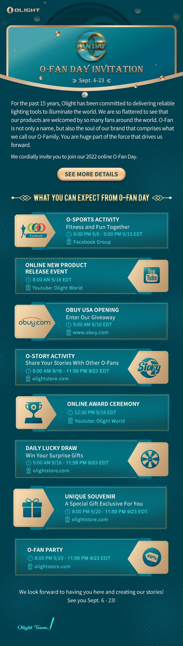 Hey OFan! OFan Day 2022 is in 12 hours to kick off! Olight Store